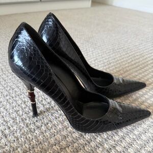 Gucci Snakeskin and Bamboo Black Stiletto Heels